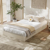Garvee Minimalist Fluted Platform Bed Frame – Wooden, Low Profile, Noise-Free, Easy Assembly, No Box Spring Needed – Twin Size, Cream White - Cream White