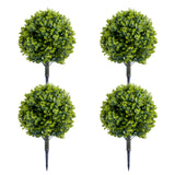 Garvee 23.6" Artificial Topiary Ball Tree with Ground Spike Set of 4, Artificial Eucalyptus Topiary Tree with Metal Stake,Fake Evergreen Shrubs Bushes Plants with Ground Spike for Indoor and Outdoor