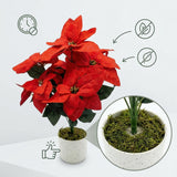 Garvee Set of 2 Red Artificial Poinsettia Flowers in Pots - 19" Realistic Christmas Faux Plants with Layered Silk Petals, Moss Base - Indoor Outdoor Holiday Decor, Table Centerpiece - Color: Red, Specs: Christmas Flowers, Size: 45, Memory: Two