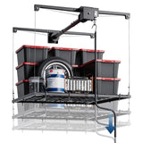Garvee Overhead Garage Storage Rack, Adjustable 4x4 ft Heavy Duty Ceiling Mounted Storage Racks with Safety Lock, 250 lb Capacity Overhead Garage Storage Rack for Garage and Attic