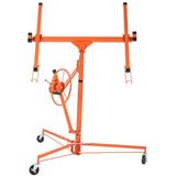 Garvee 11' 150 lb Steel Drywall Lift, 4'–9.5' telescopic arm, for Construction, Red, 3 locking caster wheels