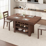 Garvee Farmhouse Counter Height Dining Table, 36 in Rectangular Bar Height Kitchen Table for 4-6 - Wine Rack, 3 Shelves & 2 Drawers, Thick Frame - Color: Vintage Brown