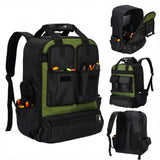 Garvee Tool Backpack, 12"L x 9.5"W Heavy Duty Large Capacity Waterproof Molded Hard Bottom 1680D Oxford Fabric Padded Straps HVAC Electrician Construction