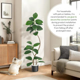 Garvee Lifelike Tall Artificial Rubber Tree – Dual Stem, Realistic Faux Leaves, Large Indoor Fake Plant, Black Planter with White Stones, Ideal for Home, Living Room, Office Decor – Black Basin White Stone, 150cm