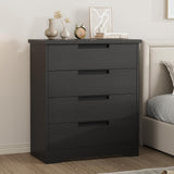 Garvee Modern 4 Drawer Dresser for Bedroom – Tall Wooden Storage Chest with Embedded Handles, Bedside Table and Closet Organizer, Anti-Tip, Large Capacity for Living Room, Nursery, Entryway – Embossed Black - Black