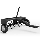 Garvee 40" Tow Behind Plug Aerator, 24 Steel Tines, 150 lb Weight Tray, Heavy-Duty Lawn Aerator with Universal Hitch & Pneumatic Wheels for Tractor & ATV