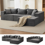 Garvee Cloud Comfort Modular L-Shaped Sofa – 108" with Right-Facing Chaise, Thick Memory Foam, Soft Corduroy, Deep Seat, Space-Saving, No Assembly, Dark Gray, Right Noble Concubine - Dark Gray-Right