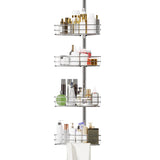Garvee Tension Pole Shower Caddy, Corner Shower Caddies with 4 Basket Shelves and Built-In Towel Bars, Rustproof Bathroom Shower Organizer Adjustable 75.6 to 110.4 Inch, Silver