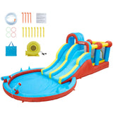 Garvee 23 FT Inflatable Water Slide Park with Dual Slides & Climbing Wall, Durable 420D Oxford & 840D PVC, Water Guns & Trampoline, Backyard Fun - Aqua Dash