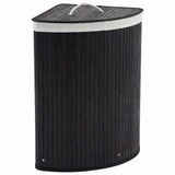 Garvee Slim Corner Eco-friendly Laundry Hamper with Lid, 58L Collapsible Clothes Storage Basket - Removable Washable Liner, Carry Handles, Space-Saving for Bedroom/Bathroom/Dorm - Black - Black - Triangle
