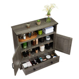 Garvee Farmhouse Bathroom Wall Cabinet with Double Barn Doors & Drawers - Wall Mounted Medicine Cabinet Over Toilet - Adjustable 5-Tier Shelf - Storage Cabinet for Bathroom, Kitchen, Laundry Room - 25x24x8.7 Inch - Gray - Gray