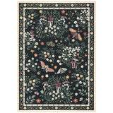 Garvee 8' × 10' Botanical Floral Area Rug, Washable Non-Slip Low-Pile Soft Rug for Living Room, Bedroom, Nursery & Entryway, Black