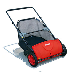 Garvee 21" Push Lawn Sweeper, Manual Yard Leaf Sweeper with 3.5 Cu. Ft. Hopper, Height Adjustable Brushes, Foldable Grass & Leaf Collector for Lawn & Driveway - Red
