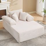 Garvee 48.8'' Chaise Lounge Chair Indoor, Corduroy Sofa Bed, Boneless Lounge Chair, Oversized Sleeper Sofa,Corduroy Cloud Couch Reading Chair for Living Room No Assembly - Beige