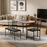 Garvee 4-Piece Modern Dining Table Set, Kitchen Table with Upholstered Chairs and Bench, Kitchen Table Set for Small Space, Apartment, Home, Studio - Grey