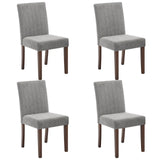 Garvee Set of 2 Modern Upholstered Dining Chairs – High Back Parsons Chairs – Comfortable Soft Linen Fabric – Sturdy Wood Legs – Easy Assembly – Perfect for Dining Room, Kitchen, Restaurant, Cafe – Linen | Gray - Gray-Striped (2 Pcs)