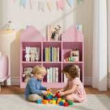 Garvee Castle & House-Shaped Kids Bookshelf and Toy Storage Organizer – 4 Book Racks, 6 Open Cubbies, Child-centered-Inspired, Floor Standing Bookcase for Playroom, Nursery, Bedroom – Pink - Pink