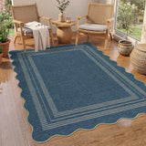 Garvee Cyan Blue Area Rug 5x7FT – Machine Washable, Non-Slip, Low Pile Modern Carpet for Living Room, Bedroom, Kitchen, Entryway, Patio – Soft & Mark Resistant Indoor/Outdoor - Denim Blue