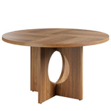 Garvee Space-Saving 47" Round Dining Table for 4-6 – Modern Pedestal Base, Durable Wood Construction, Ideal for Kitchen, Dining Room, or Apartment – Brown