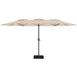 Garvee 9' × 15' Extra Wide Patio Umbrella, 12-Rib Iron Frame, Oxford Canopy, Khaki - Khaki