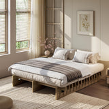 Garvee Low-Profile Wood Platform Bed Frame with Slat Support, Floor Bed Design, No Box Spring Needed, Fast Easy Assembly - King - Pine - Pine