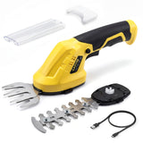 Garvee 2-in-1 Cordless Grass Shear & Hedge Trimmer, Brushless Motor Electric Handheld Shrub Trimmer, Lightweight Type-C Rechargeable, Dual Safety Lock for Lawn Garden - Black + Yellow