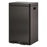 Garvee Dual Compartment Kitchen Trash Can - 2×8 Gal (2×30L) Stainless Steel Garbage & Recycling Bin - Soft-Close Pedal Lids & Removable Inner Buckets - Large Rectangular Waste Bin for Kitchen, Office, Home - Stainless Steel Black
