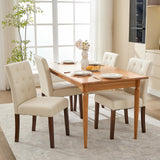 Garvee Modern Linen Upholstered Dining Chairs Set of 4 – High Backrest, Comfortable Wide Seat, Sturdy Wood Legs, Parsons Style for Dining Room, Restaurant, Café – Color: Linen Beige, 2 Boxes, 4PCS - Linen | Blue