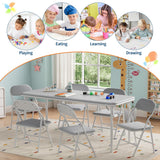 Garvee Ultra Soft PU Leather Padded Kids Folding Table and Chairs Set – Durable Steel Frame – No Assembly Needed – Safe Rounded Corners – Lightweight & Compact – Easy to Clean – Ideal for Study, Dining, Playroom, Indoor/Outdoor – Grey - Gray
