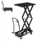 Garvee 770 lb Heavy-Duty Hydraulic Lift Table Cart, Double Scissor, 11.8–51 in Height Range, Non-Slip Platform, Locking Casters - Color: Black (All Black) - 770Lb-Double Scissor-Black