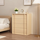 Garvee Modern Space-Saving Bedside Table - 4 Drawers Wooden Bedside Table - Vertical Handle - Bedroom, Living Room, Entryway Storage Cabinet - Natural Wood Color - Natural Oak