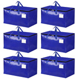 Garvee 6-Pack Extra Large Clear Moving Bags, Heavy-Duty Storage Totes with Zipper & Reinforced Handles, Collapsible Closet Organizer for Clothes/Bedding/Blankets - Blue, 69 x 35 x 38 cm - Blue