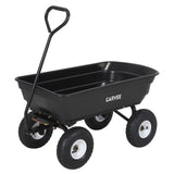 Garvee Utility Dump Cart, 600 LB Capacity with 10-Inch Tires, 90° Quick Dump and 270° Steering, Black, for Lawn and Yard Hauling