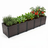 Garvee Modular Raised Garden Bed for Patio and Balcony, 5-Unit PP Self-Watering Planter with Legs and Drainage Plugs, Black and Brown
