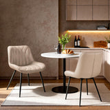 Garvee Modern Faux Leather Dining Chairs Set – Upholstered Cushion Seat, Curved Backrest, Armless, Sturdy Metal Legs – Ideal for Kitchen, Dining Room or Living Room – Beige - Khaki