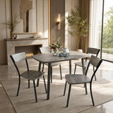 Garvee 5-Piece Dining Table Set for 4, 43.3" Square MDF Kitchen Table with 4 Chairs - Space-Saving Design - Rounded Corners - Steel Tube Legs - Trapezoid-Back Chairs, Gray - Gray