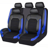 Garvee Global 9-Piece PU Leather Car Seat Cover Set – Full Coverage, Waterproof, Breathable, Non-Slip, Safety Cushion Compatible, Easy Installation – Fits Auto, Ford, Audi, Toyota, Motorhomes, Includes Headrest Covers – Blue - Blue