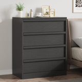 Garvee 4 Drawers Nightstand for Bedroom, 39in Tall Small End Side Table with Large Storage & Anti-Tip Design, Modern Bedside Table Organizer for Living Room, Entryway - Black - Black