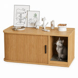 Garvee Modern Cat Litter Box Enclosure, Odor-Control Hidden Cat Washroom Furniture for Living Room, Bedroom, Natural
