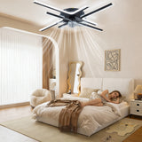 Garvee 32" Modern Branch Style Acrylic Ceiling Fan Light wiith 15W Energy Efficient Silent Motor and 7 PC Blades for Living Room Bedroom, Black