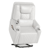 Garvee Electric Power Lift Recliner Chair Sofa, Power Lift Chair for Seniors, 3 Adjustable Positions, Side Pockets and Cup Holders, USB Charging Ports, Remote Control, Perfect for Living Room, White - White