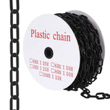 Garvee 120FT Plastic Barrier Chain Black, 6MM Thick Safety Chain with 1.5-Inch Links, UV Resistant Plastic Chain with 25 Hooks for Crowd Control, Parking Lots, Driveways, Construction & Queue Lines - Black