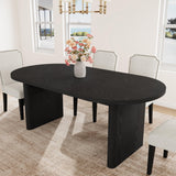 Garvee Modern 3-Piece Oval Dining Table Set – 63 Inch Black Table with Sturdy Wooden Base – High-Back Upholstered Beige Chairs – Elegant Dining Room Furniture – Includes 1600 Black + 2PCS Beige