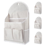 Garvee Water-Resistant Cotton Linen Hanging Closet Organizer, 4-Pack Wall/Door Storage Bags - Multi Front Pockets, Side Mesh, Metal Grommets - Closet/Door Wall-Mounted, 23x9x40 cm, K-White - White