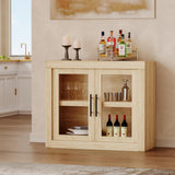 Garvee Modern Buffet Sideboard Cabinet – 71'' Credenza Console Table with 2 Glass Doors, Versatile Storage for Kitchen, Dining Room, or Living Room, Wood Finish, Coffee Bar, Variant: Wood Color, 2 Glass Doors