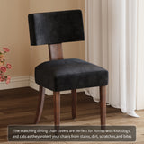 Garvee Mid-Century Modern Dining Chairs Set of 2 – Upholstered Black Chenille Linen, Curved Backrest, Hardwood Frame, Includes Seat Covers – Brown Wooden Legs, 2pcs - Green Chenille + Brown Wooden Legs