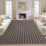 Garvee 10' x 13' Modern Abstract Geometric Area Rug, Machine Washable Non-Slip Low-Pile Soft Rug for Living Room, Bedroom & Dining Room, Black/Brown - Black/Brown