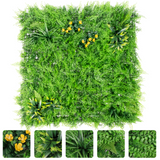 Garvee 3Pcs 39.37"X39.37" PE Artificial Grass Wall Panel, Eucalyptus & Yellow Flower Mixed Foliage, Easy DIY Privacy Screen with Zip Ties for Indoor Outdoor Home Garden Wedding Decor