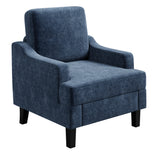 Garvee Chenille Mid Century Modern Accent Chair, Wood & Iron Frame Armchair with 330lb Capacity for Living Room Bedroom,Blue - Blue