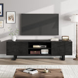 Garvee Industrial TV Stand for 80 in TVs, Modern Entertainment Center with 2 Drawers, Wooden Media Cabinet with Heavy Duty Leg and Open Storage, TV Console Table for Living Room, Black - Black